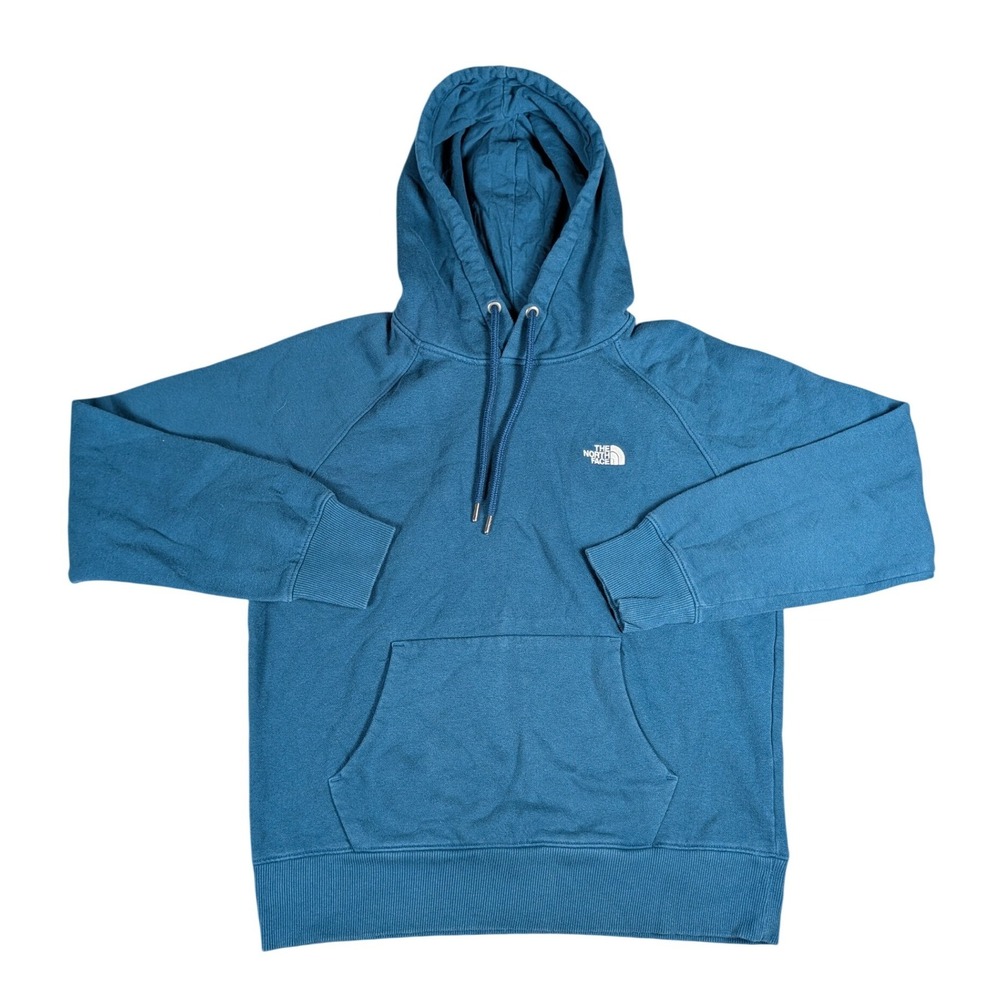 The North Face Circular Design Teal Blue Pullover Hoodie Womens Raglan Sweater